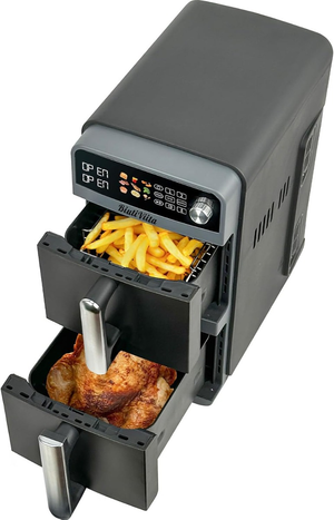BiutiViita AF09 10L Dual Basket 9-in-1 Double Stack Air Fryer 2400W Black