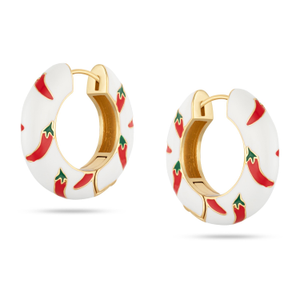 Chilli Gold Ceramic Hoop Earrings