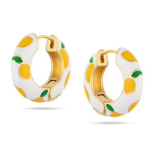 Lemon Gold Ceramic Hoop Earring