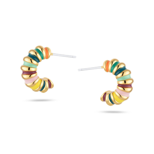 Esme - Mini Gold Multicoloured Pastel Hoop Earrings