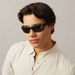 Freedom Mens Rectangular Sport Sunglasses Black To Tort