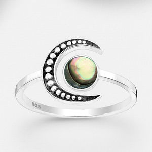 Signature Silver Abalone Mother of Pearl Moon Ring
