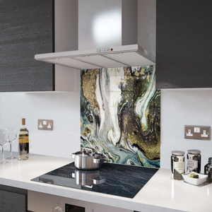 Liquid Space - Kitchen Glass Splashback With Fixing Holes - 60cm Wide x 80cm High