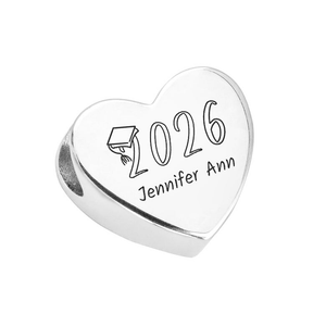 Signature Silver Graduation 2026 with Name Heart Charm