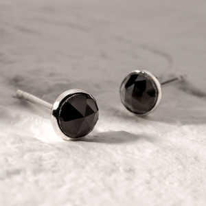 Signature Silver Black Spinel Stud Earrings