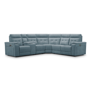 Juno Large Corner Electric Recliner Sofa With Wireless Charging Console and Power Headrests in Amigo Mineral Fabric