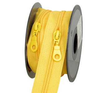 Rouleau de 5 mètres de fermeture nylon 5 mm avec tirettes - Jaune