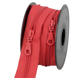 Rouleau de 5 mètres de fermeture nylon 5 mm avec tirettes - Rouge
