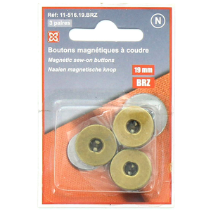Set de 3 boutons magnétiques à coudre - Bronze