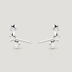 CANDY Sky Silver Curved Star Stud Earrings