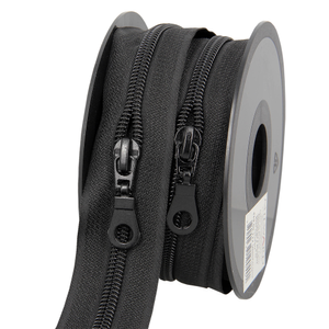 Rouleau de 5 mètres de fermeture nylon 5 mm avec tirettes - Noir