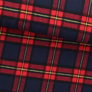Tissu flanelle tartan écossais - Bleu et rouge