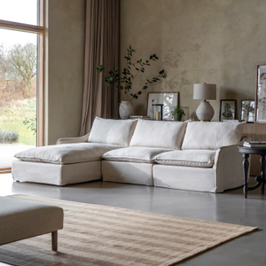 Aldbury Oatmeal Tailored Chaise Sofa - Left Hand Facing