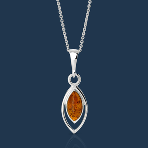 Signature Silver Double Set Marquise Amber Pendant