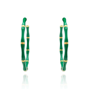 Sloan Green And Gold Bamboo Hoops