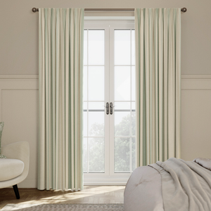 Laura Ashley Awning Stripe, Smoke Green - Made to Measure Curtains