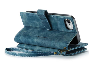 CaseMe Synthetic Leather Wallet Case with Zipper Pocket for iPhone 16e - Teal