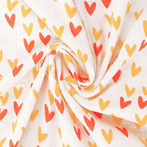 Tissu double gaze de coton - Cœur