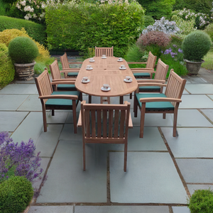 Westminster Teak Wood Outdoor Dining Set | 8 Seater | With Weatherproof Cushions