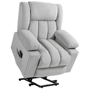 HOMCOM Velvet-Feel Electric Riser, Recliner and Massage Armchair - Light Grey