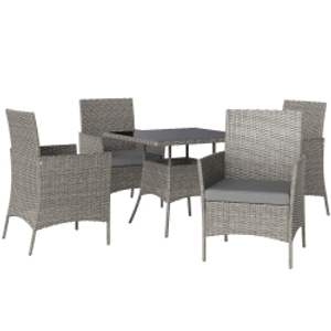 Outsunny Five-Pieces Rattan Dining Set - Light Grey
