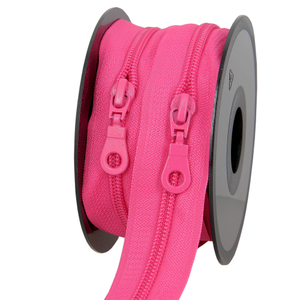 Rouleau de 5 mètres de fermeture nylon 5 mm avec tirettes - Fuchsia