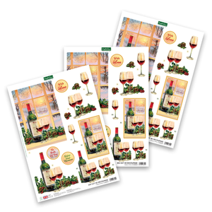 Die Cut Decoupage – Holly & Wine (pack of 3)