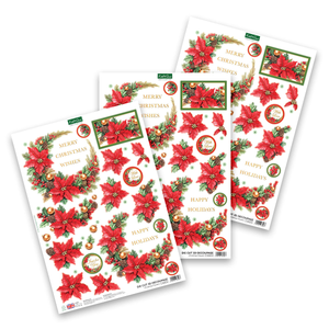 Die Cut Decoupage – Christmas Flowers (pack of 3)