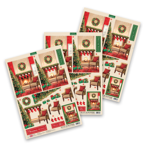 Die Cut Decoupage – Christmas Fireplace Scene (pack of 3)