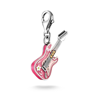 Classic Silver CZ Pink Guitar Charm