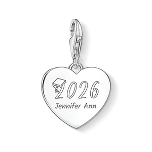 Classic Silver Graduation 2026 with Name Heart Charm