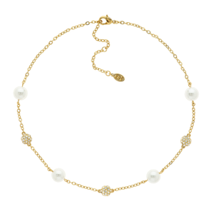 Gold, Crystal & Pearl Luxury Necklace
