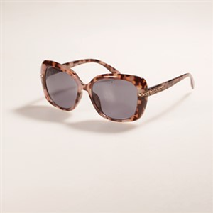 Sunsentials Womens Tort Rope Oversized Sunglasses Shiny Grey Tort