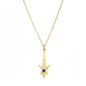 Vintage Geometric Designed Sapphire Necklace | Pre-Loved |  9K Yellow Gold