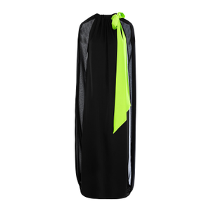 Black Oversize Dress With Cape, Made Of Veil And Lime Cord (XS)