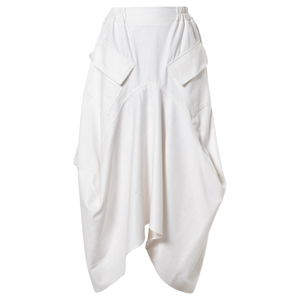 Denim Asymmetrical Skirt In White (3XL)