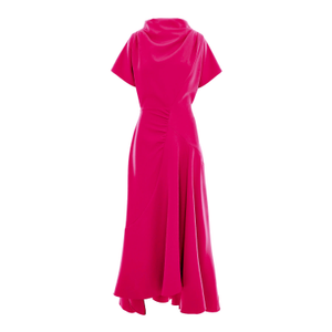 Fuchsia Dress With Front Drape And Collar (XS)