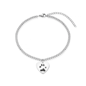 Silver Clasp Paw Print Bracelet