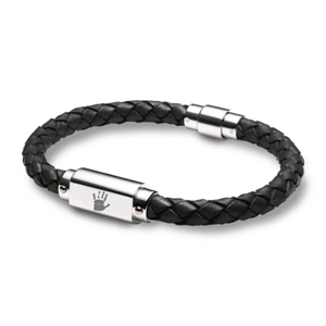 Black Leather ID Handprint or Footprint Bracelet