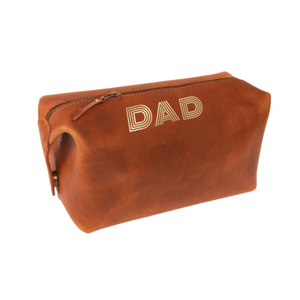 Deluxe Tan Leather Wash Bag - For Dads