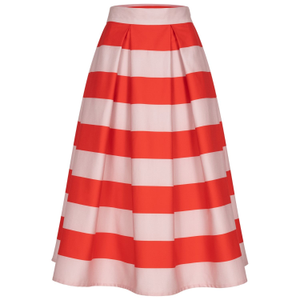 Midi Skirt With Red And Pink Stripes (S)