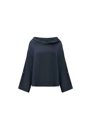 Cowl Neck Linen Navy Top (L)