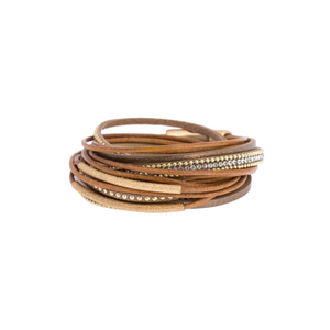 Leather Crystal Double Wrap Peru Bracelet