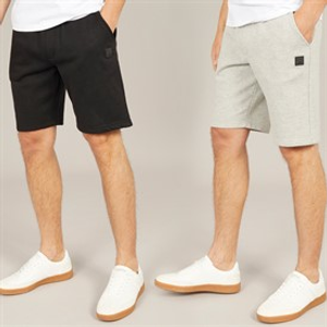 Tokyo Laundry Mens Helm Two Pack Jersey Shorts Light Grey Marl/Jet Black