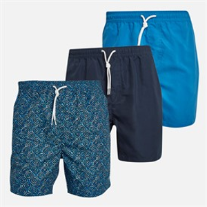 THREADBARE Mens Jo Three Pack Swim Shorts Royal/Navy/Navy