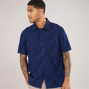 Ben Sherman Mens Short Sleeve Indigo Check Shirt Dark Navy