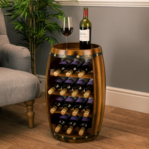 Wooden Barrel Wine Rack – 14 Bottle Capacity