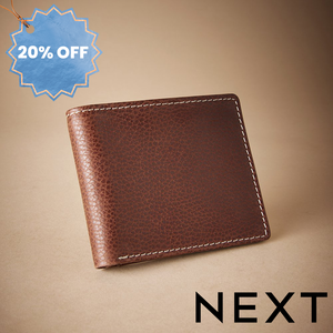 NEXT Tan Brown Signature Contrast Stitch Leather Wallet