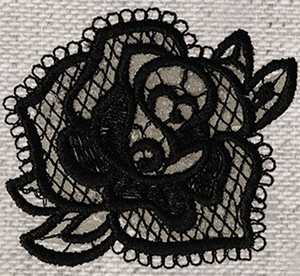 Écusson thermocollant rose dentelle noire