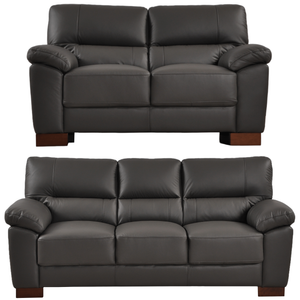 Dalmore Genuine Leather Grey 3+2 Seater Sofa Set